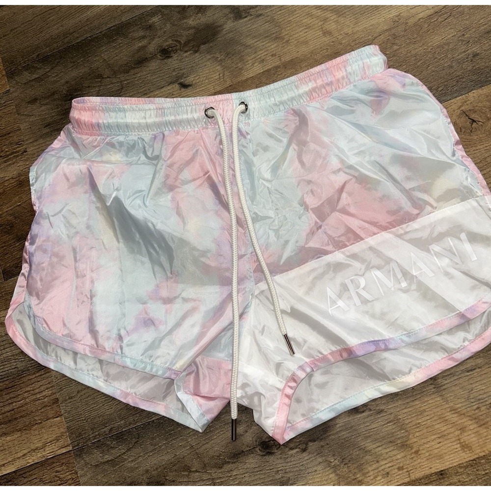 Armani Exchange Womens Drawstring Activewear Polyester Shorts 2 Cotton Candy